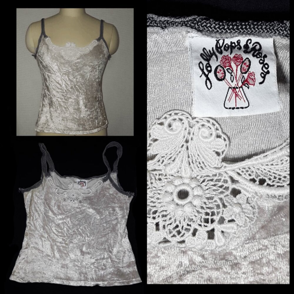 Vintage | Lolly Pops & Roses | Synthetic blend velvet | Tank top